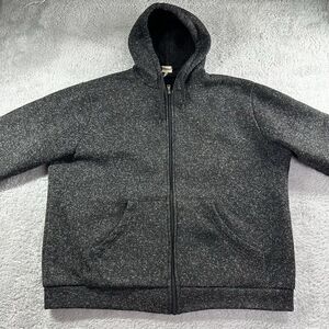 Open Trails Sweater‎ Mens XL Full Zip Sherpa Lined Black Hood Drawstring Jacket